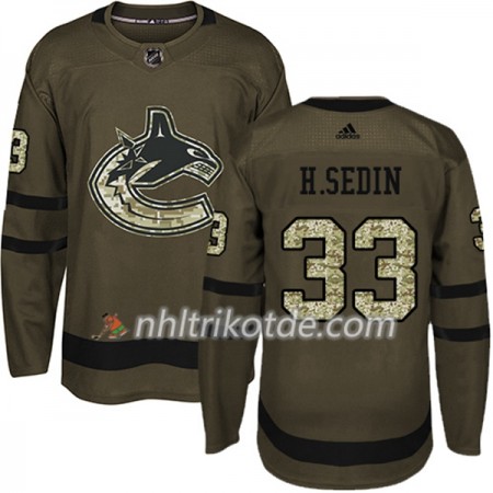 Vancouver Canucks Trikot Henrik Sedin 33 Adidas 2017-2018 Camo Grün Authentic - Herren